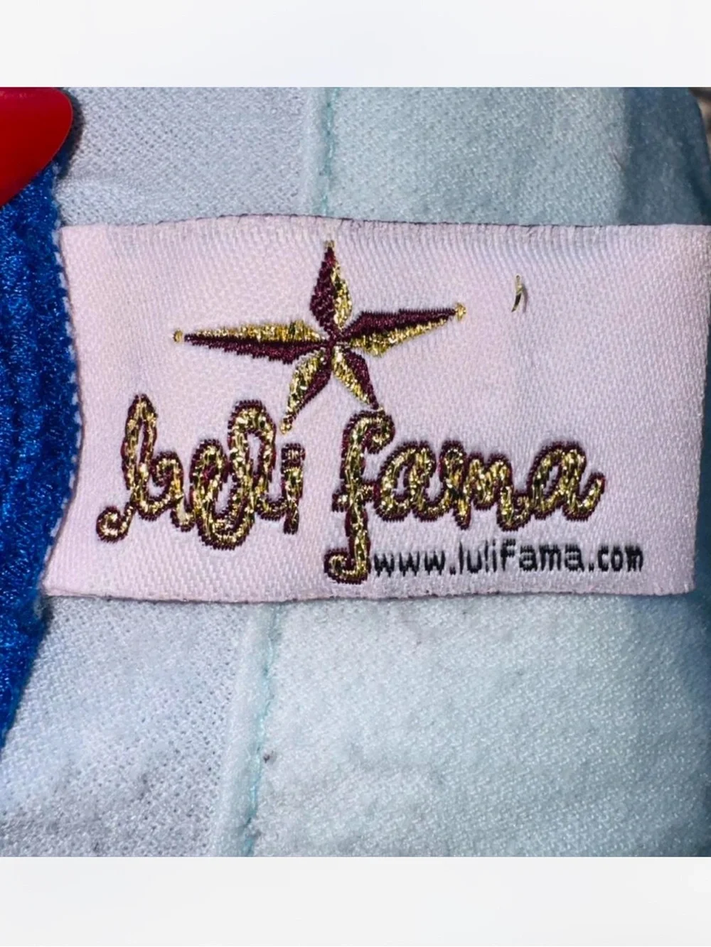 Luli Fama XL Royal Blue Bikini Top Ruffle Ruched Tie Front Halter‎ Swimwear Luxe